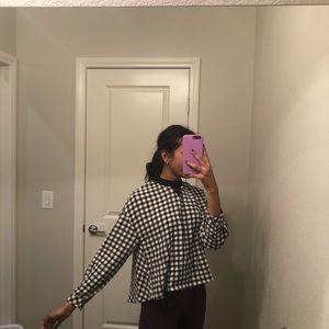 zara checkered/gingham  top